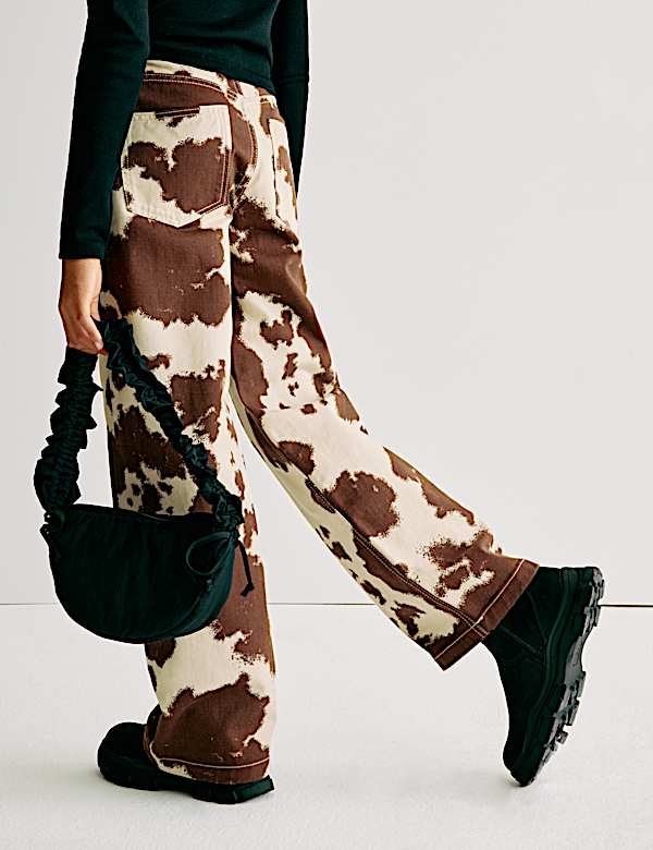 Jean coupe large 100 % coton imprimé animal (du 6 au 16 ans) - LU