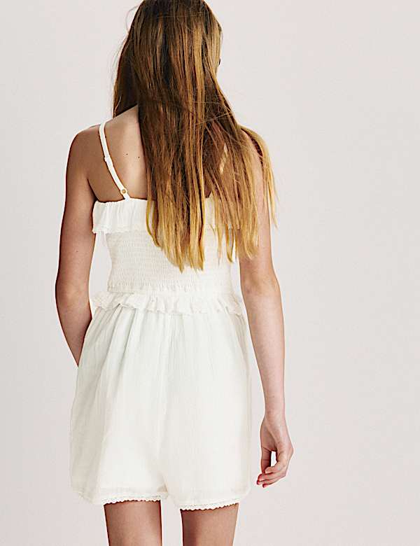 Vestido 100 % algod&oacute;n con fruncido y volantes (6-16 a&ntilde;os) - ES