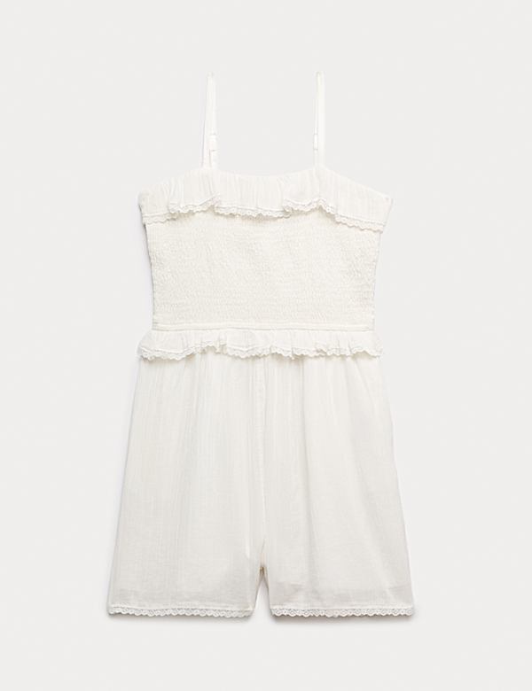 Vestido 100 % algod&oacute;n con fruncido y volantes (6-16 a&ntilde;os) - ES