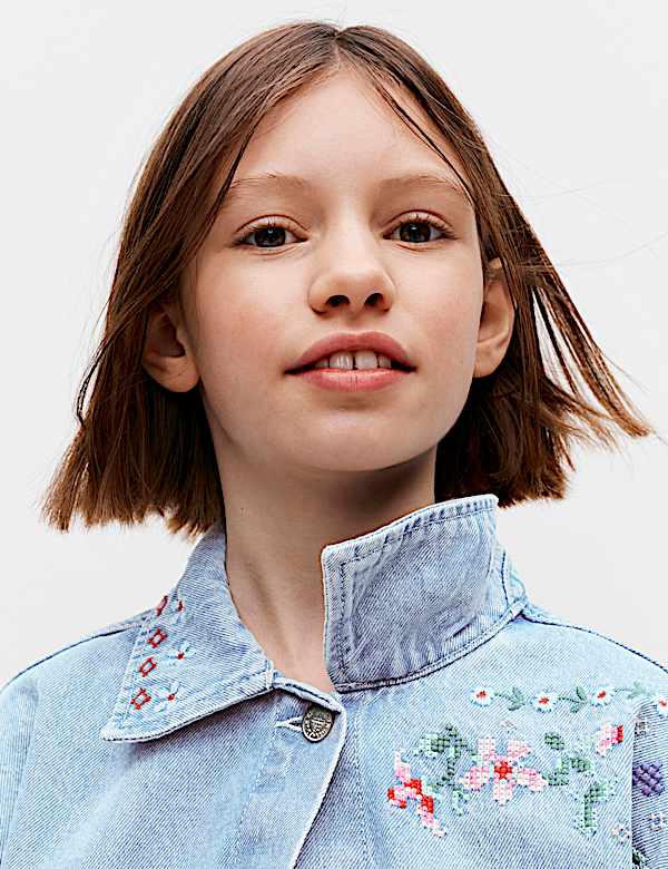 Denim Cross Stitch Embroidered Shirt (6-16 Yrs) - IL