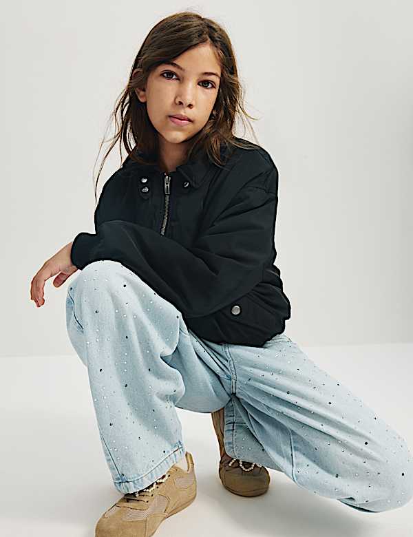Denim Diamante Baggy Barrel Jeans (6-16 Yrs) - VN