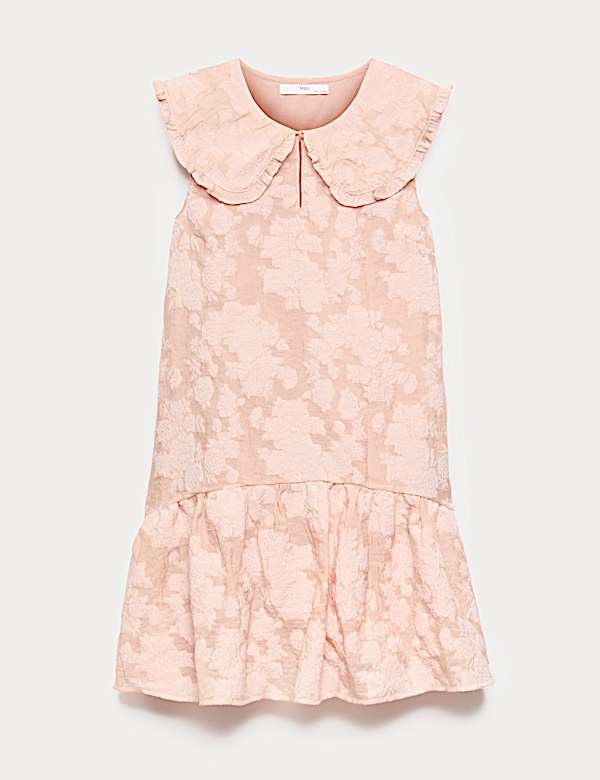 strapless open back dress Belati PINK STRIPED SCALLOP COLLAR SLEEVED DRESS (BDR217) main image 0