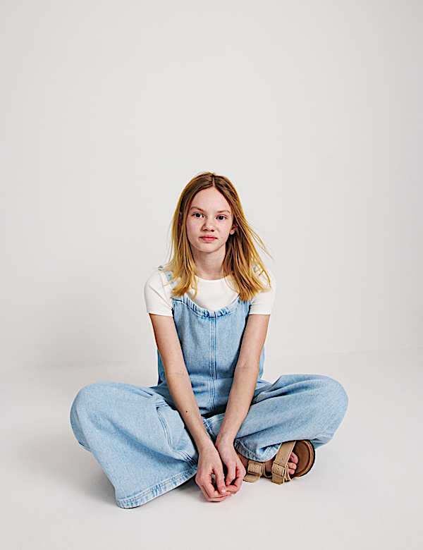 Denim Twill Wide Leg Jumpsuit (6-16 Yrs)
