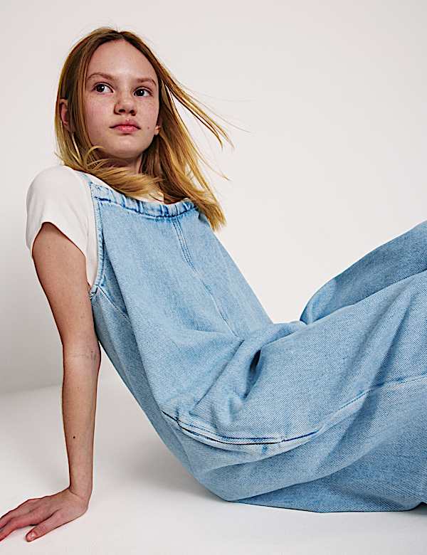 Denim Twill Wide Leg Jumpsuit (6-16 Yrs)