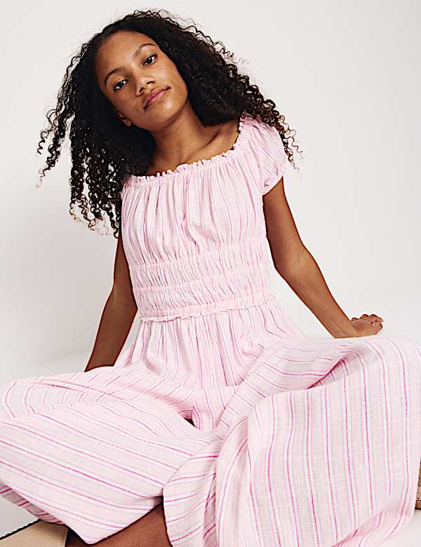 Linen Blend Wide Leg Jumpsuit (6-16 Yrs)