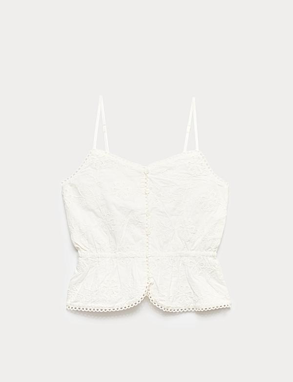 Pure Cotton Embroidered Cami Top (6-16 Yrs)