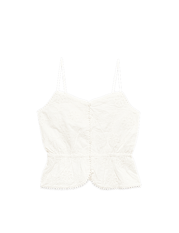 Pure Cotton Embroidered Cami Top (6-16 Yrs)