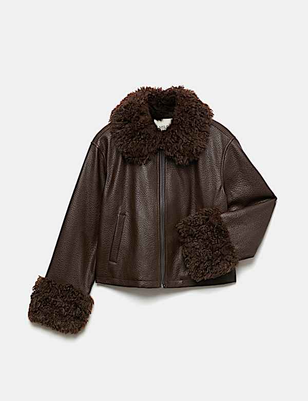 Padded Faux Fur Trim Jacket - NZ