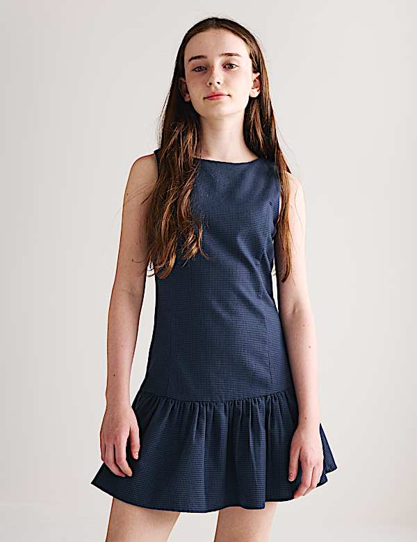 Cotton Blend Drop Waist Gingham Dress (6-16 Yrs)