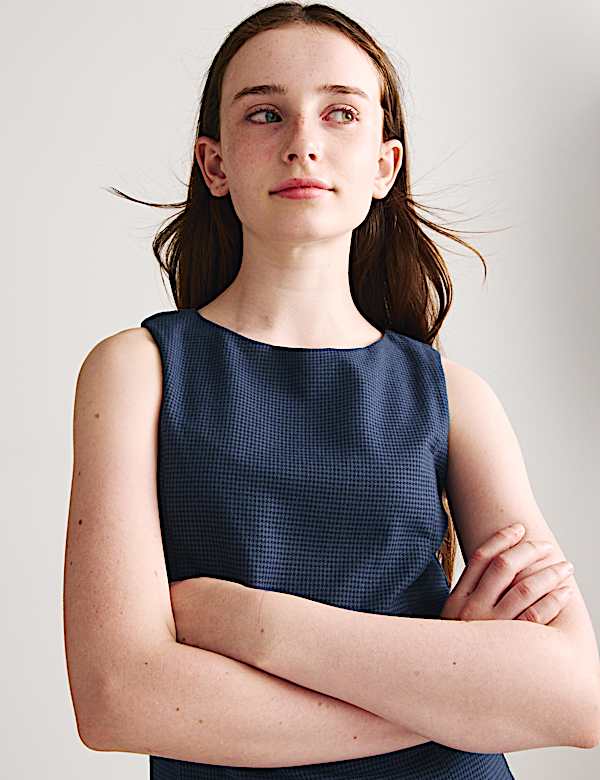 Kleid aus Baumwollmischgewebe mit tiefer Taille und Gingham-Muster (6&ndash;16 Jahre) - DE