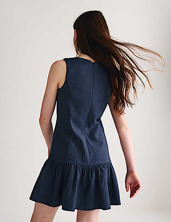 Kleid aus Baumwollmischgewebe mit tiefer Taille und Gingham-Muster (6&ndash;16 Jahre) - DE