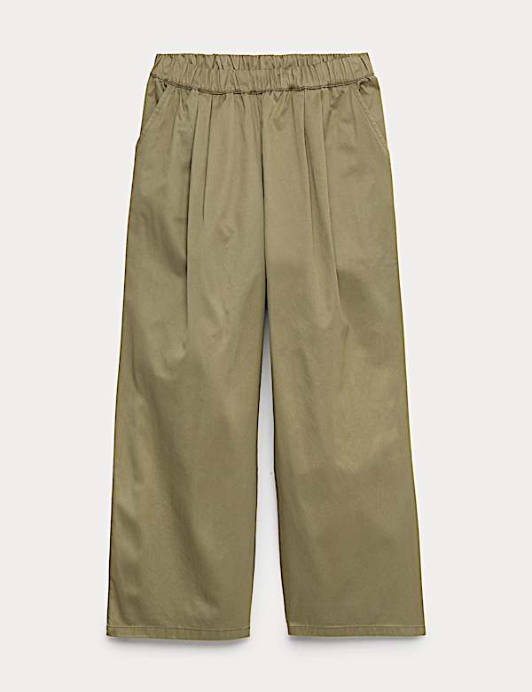 Pure Cotton Elasticated Waist Straight Leg Trousers (6-16 Years)