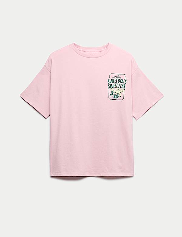 Kaus Oblong Bahan Katun Gambar Sweet Pea (6-16 Tahun) - ID