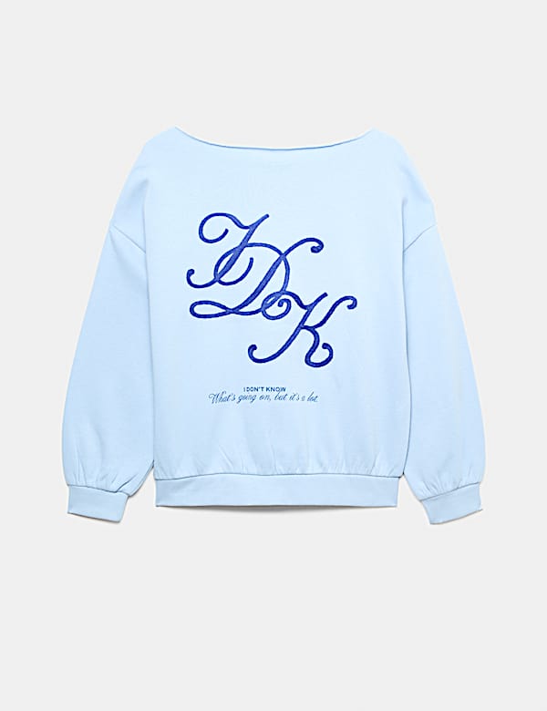 Cotton Rich Slouchy IDK Slogan Sweatshirt (6-16 Yrs)