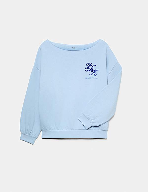 Cotton Rich Slouchy IDK Slogan Sweatshirt (6-16 Yrs)