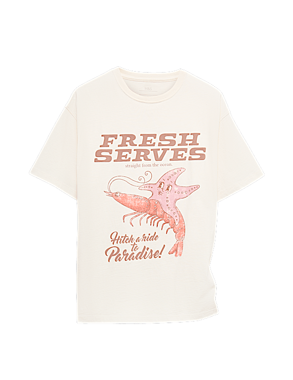 Pure Cotton Starfish Graphic T-Shirt (6-16 Yrs)
