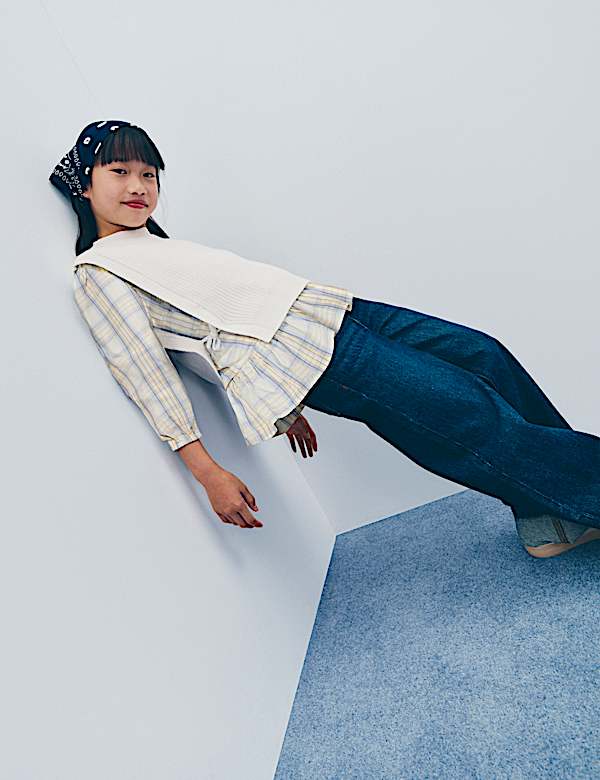 Wide Leg Turn Up Denim Jeans (6-16 Yrs) - MX