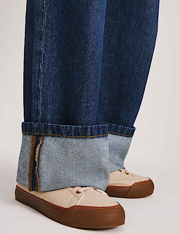 Denim Wide Leg Turn Up Jeans (6-16 Yrs) - KG