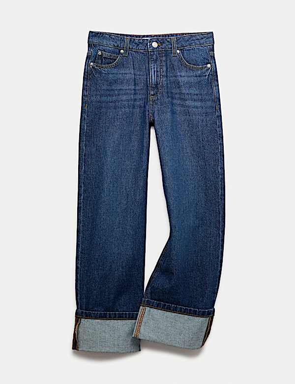Denim Wide Leg Turn Up Jeans (6-16 Yrs) - KG