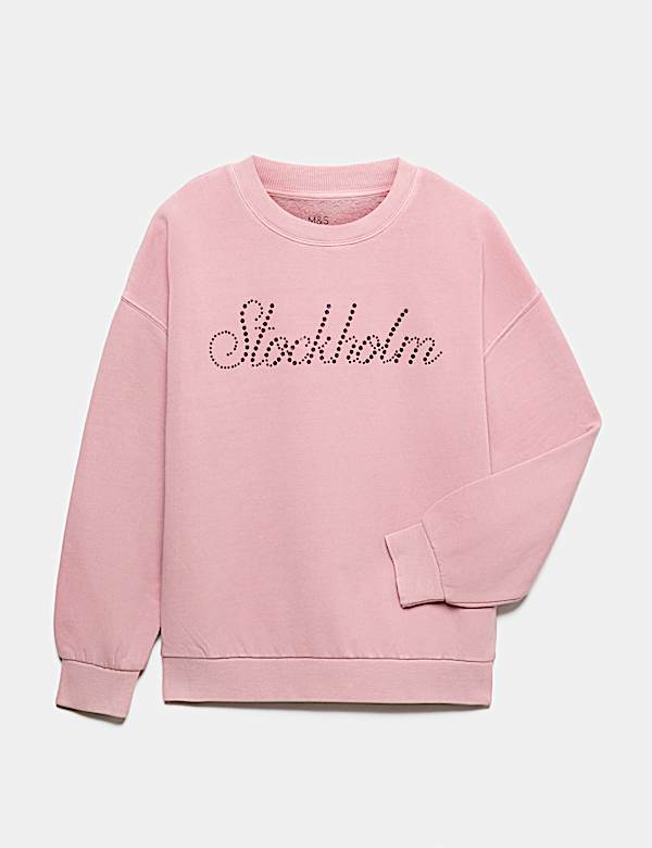 Cotton Rich Diamant&eacute; Slogan Sweatshirt (6-16 Yrs)
