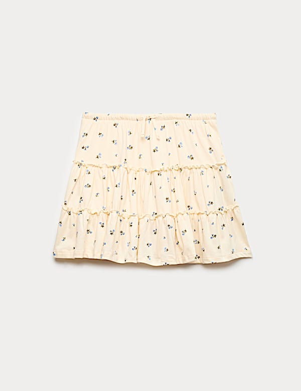 Pure Cotton Floral Tiered Skirt (6-16 Yrs)