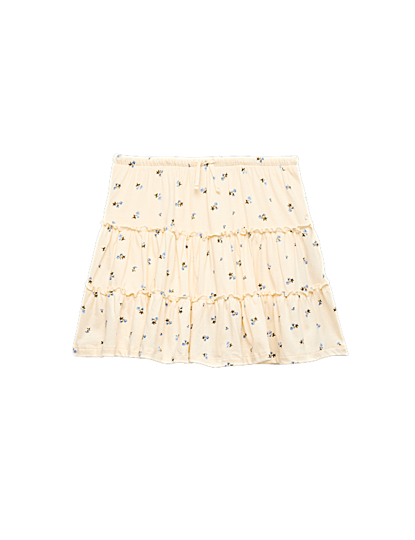 Pure Cotton Floral Tiered Skirt (6-16 Yrs)