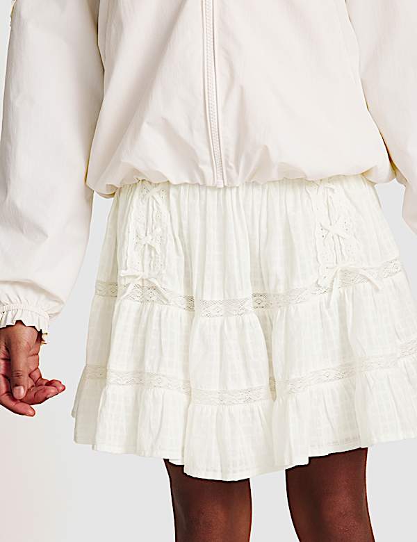 Pure Cotton Lace Up Elasticated Waist Skirt (6-16 Yrs) - JE