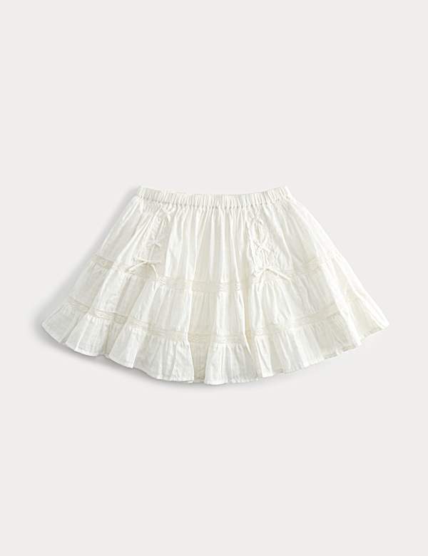 Pure Cotton Lace Up Elasticated Waist Skirt (6-16 Yrs) - JE