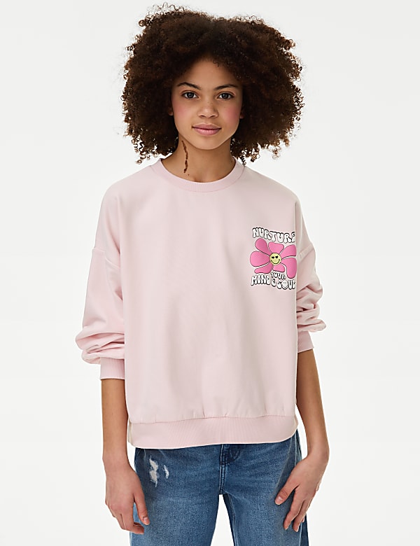 Cotton Rich SmileyWorld Sweatshirt 6 16 Yrs PINK Sweatshirts M S GR