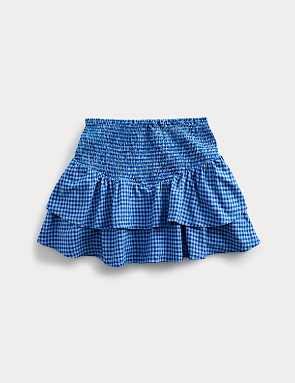 Cotton Rich Check Shirred Ra-ra Skort (6-16 Yrs)