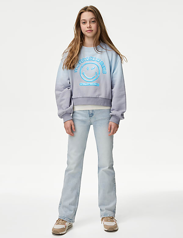 Cotton Rich SmileyWorld&reg; Print Cropped Sweatshirt (2-16 Yrs) - FI