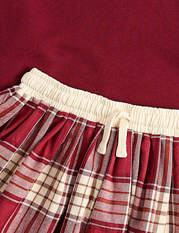 Sweatshirt & Checked Skirt Set (6-16 Yrs)