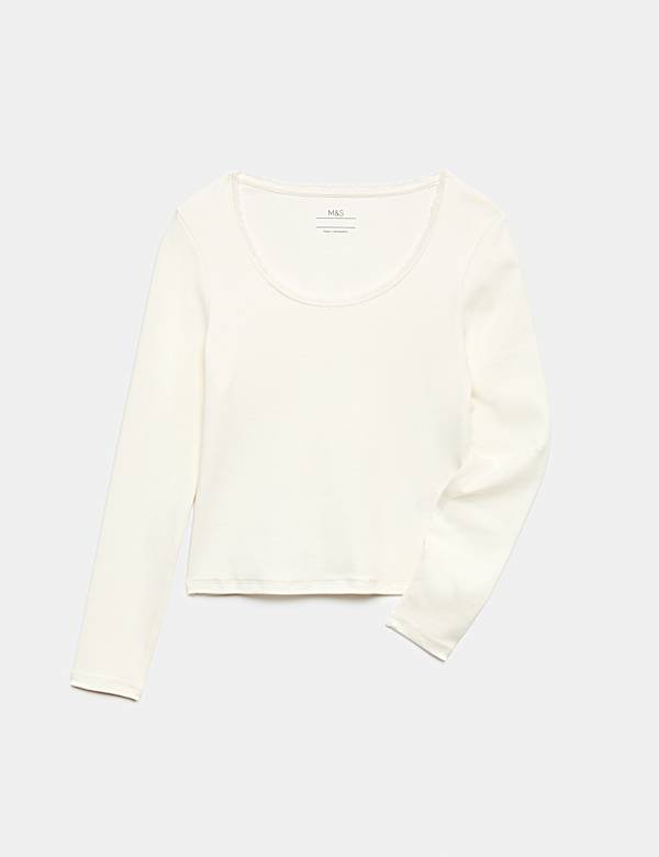 Cotton Rich Lace Trim Top (6-16 Yrs)