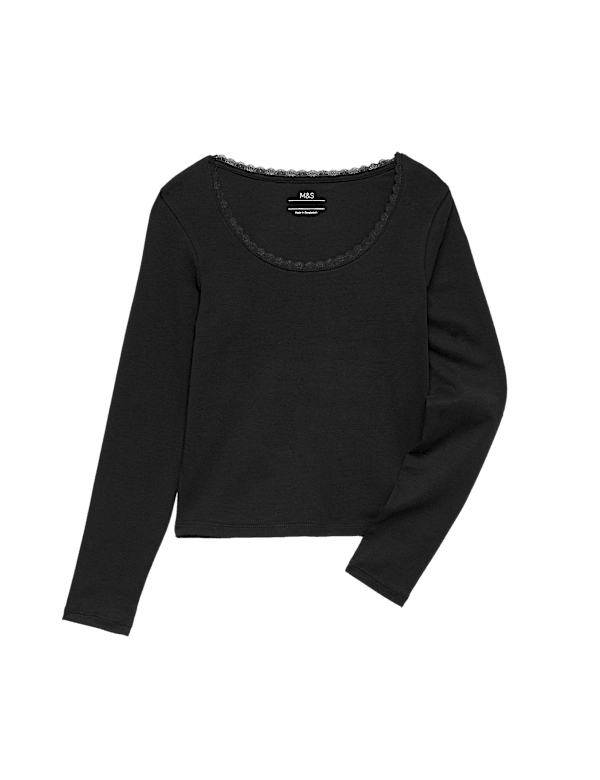Cotton Rich Lace Trim Top (6-16 Yrs)