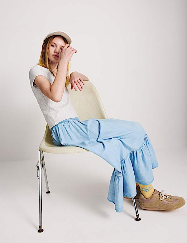 Tencel Shirred Maxi Skirt (6-16 Yrs) - JP