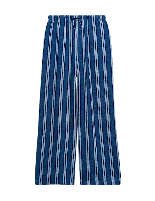 Linen Blend Striped Wide Leg Trousers (6-16 Yrs)