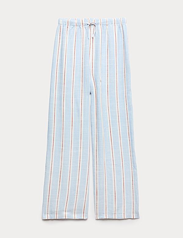 Linen Blend Striped Wide Leg Trousers (6-16 Yrs)