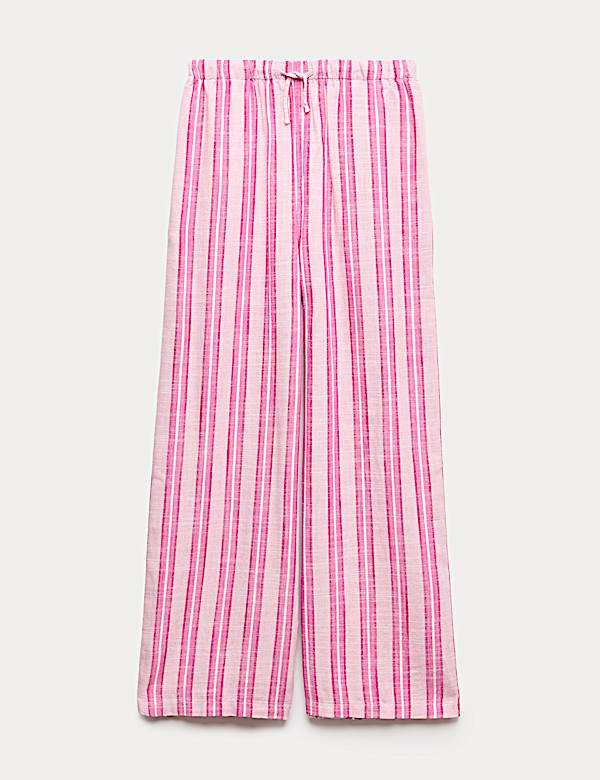 Linen Blend Striped Wide Leg Trousers (6-16 Yrs)
