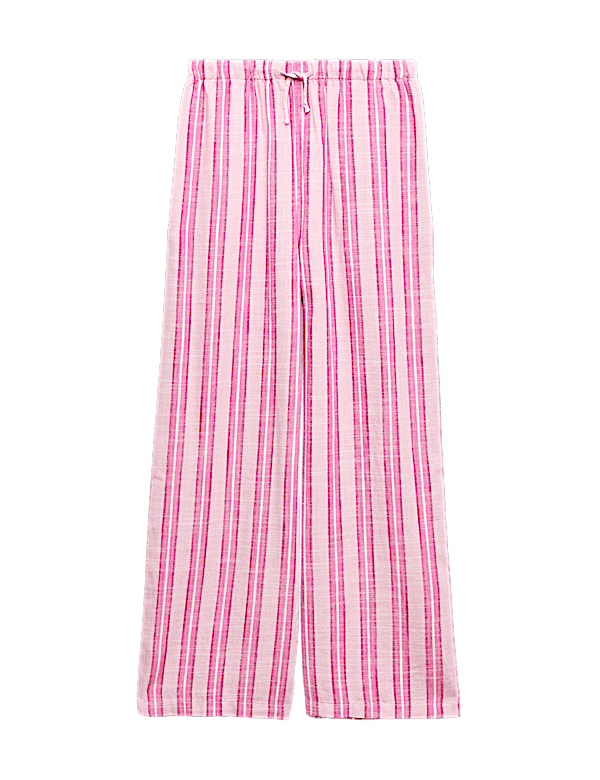 Linen Blend Striped Wide Leg Trousers (6-16 Yrs)