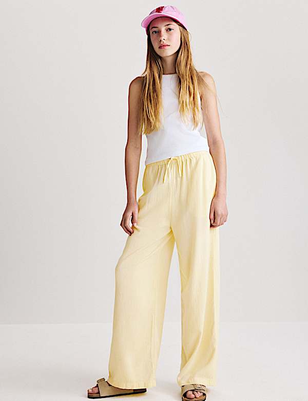 Wide Leg Trousers with Linen (6-16 Yrs)