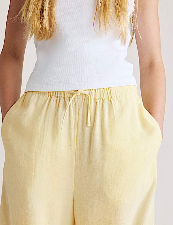 Wide Leg Trousers with Linen (6-16 Yrs)