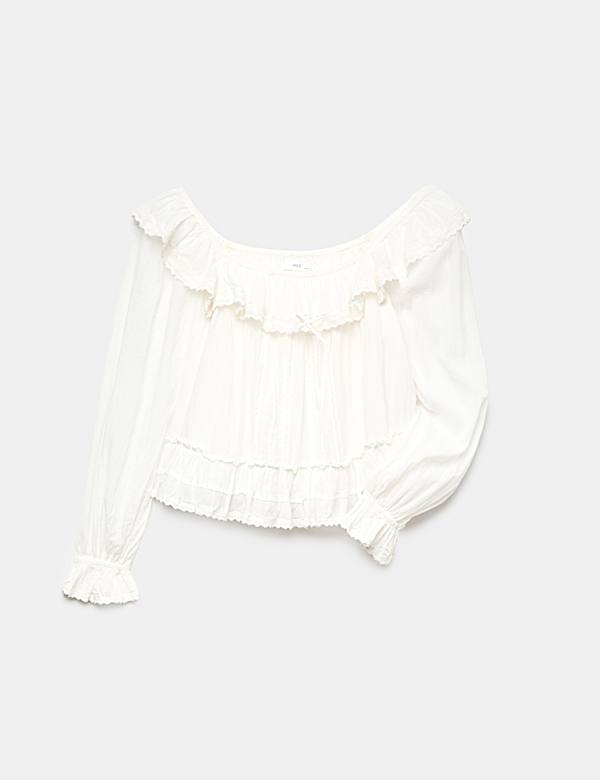 Pure Cotton Lace Trim Top (6-16 Yrs) - NZ