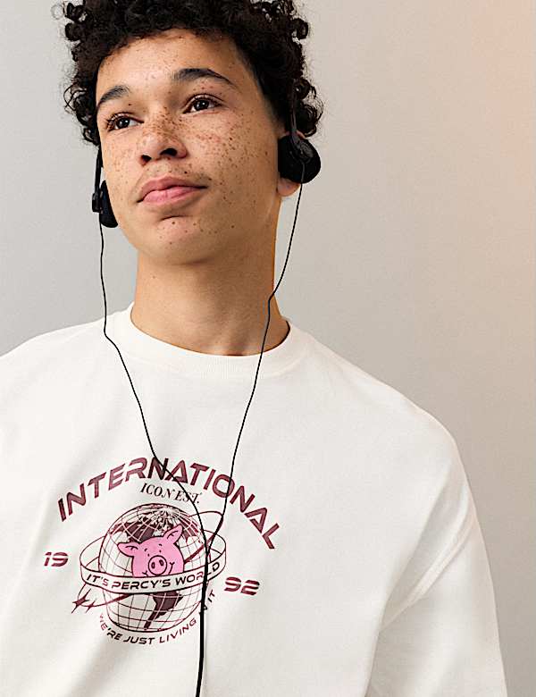 Pure Cotton Percy Pig&trade; Graphic T-Shirt (6-16 Yrs) - NZ
