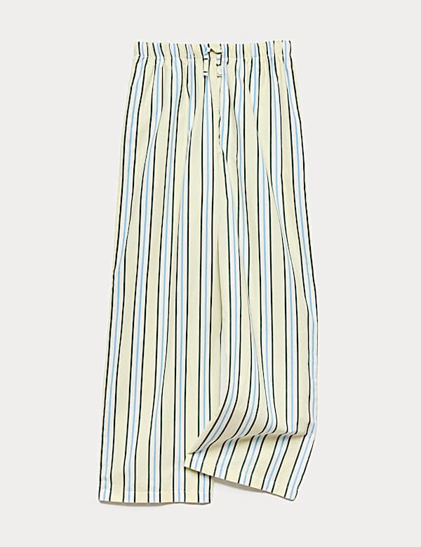 Wide Leg Pure Cotton Poplin Striped Trousers (6-16 Years)
