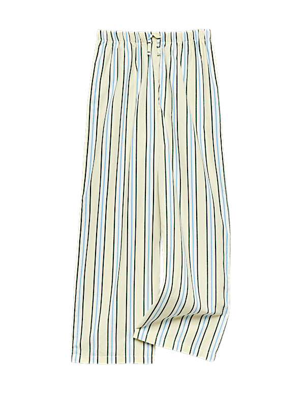 Wide Leg Pure Cotton Poplin Striped Trousers (6-16 Years)
