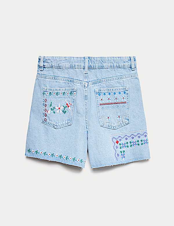 Denim Cross Stitch Bermuda Shorts (6-16 Yrs)