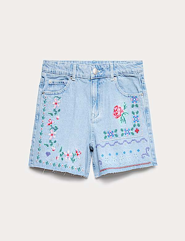 Denim Cross Stitch Bermuda Shorts (6-16 Yrs) - JP