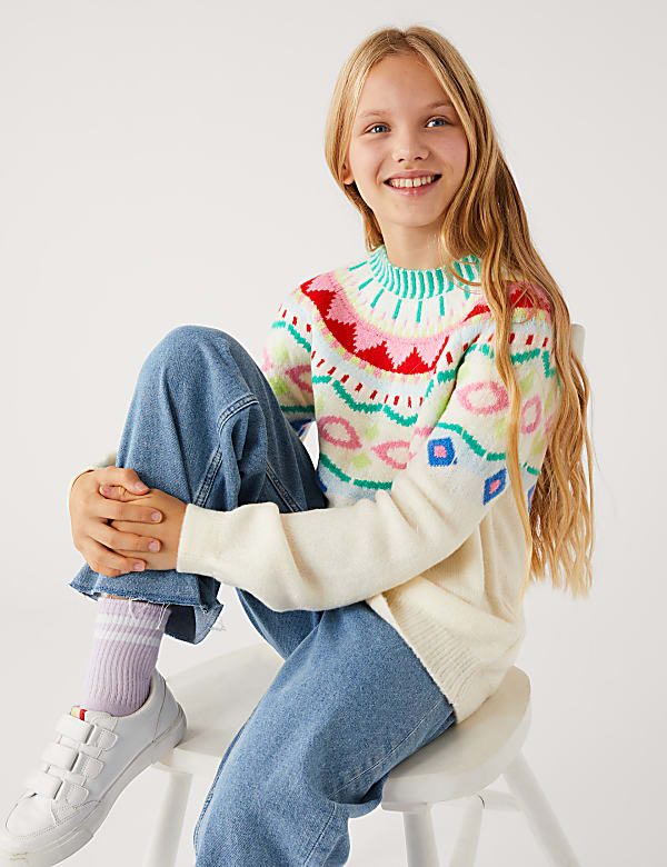 Knitted Fair Isle Jumper 6 16 Yrs
