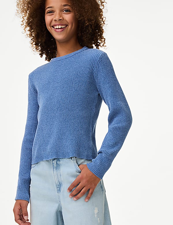 Knitted Jumper 6 16 Yrs BLUE Jumpers M S HK