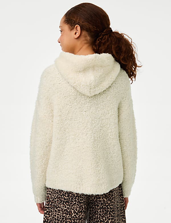 Gebreide hoodie met boucl&eacute;structuur (6-16 jaar) - NL